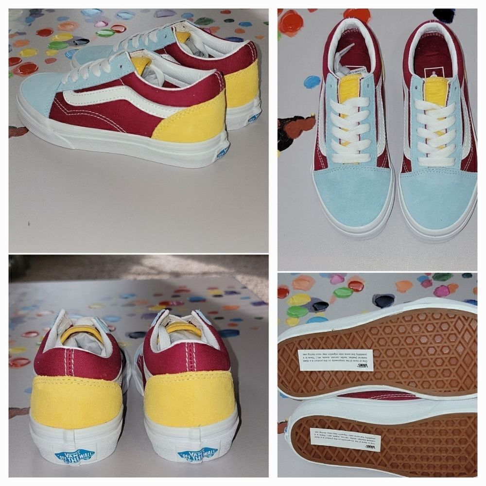 Vans Old Skool Classic Retro Rainbow Multi Color Skate Shoes Size 13